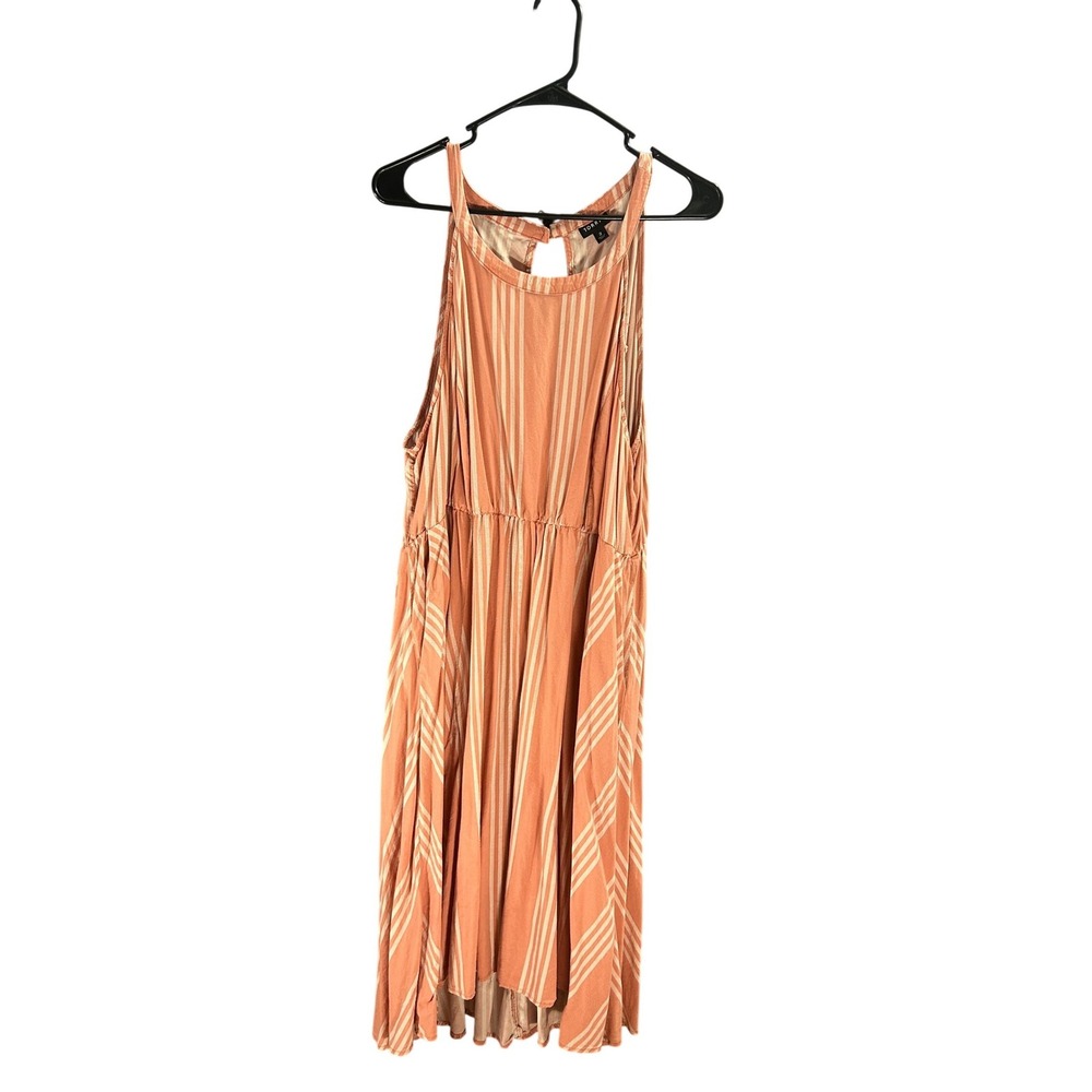 Boho Striped Halter Midi Dress Plus Size 2X Terracotta Orange Cottagecore Summer